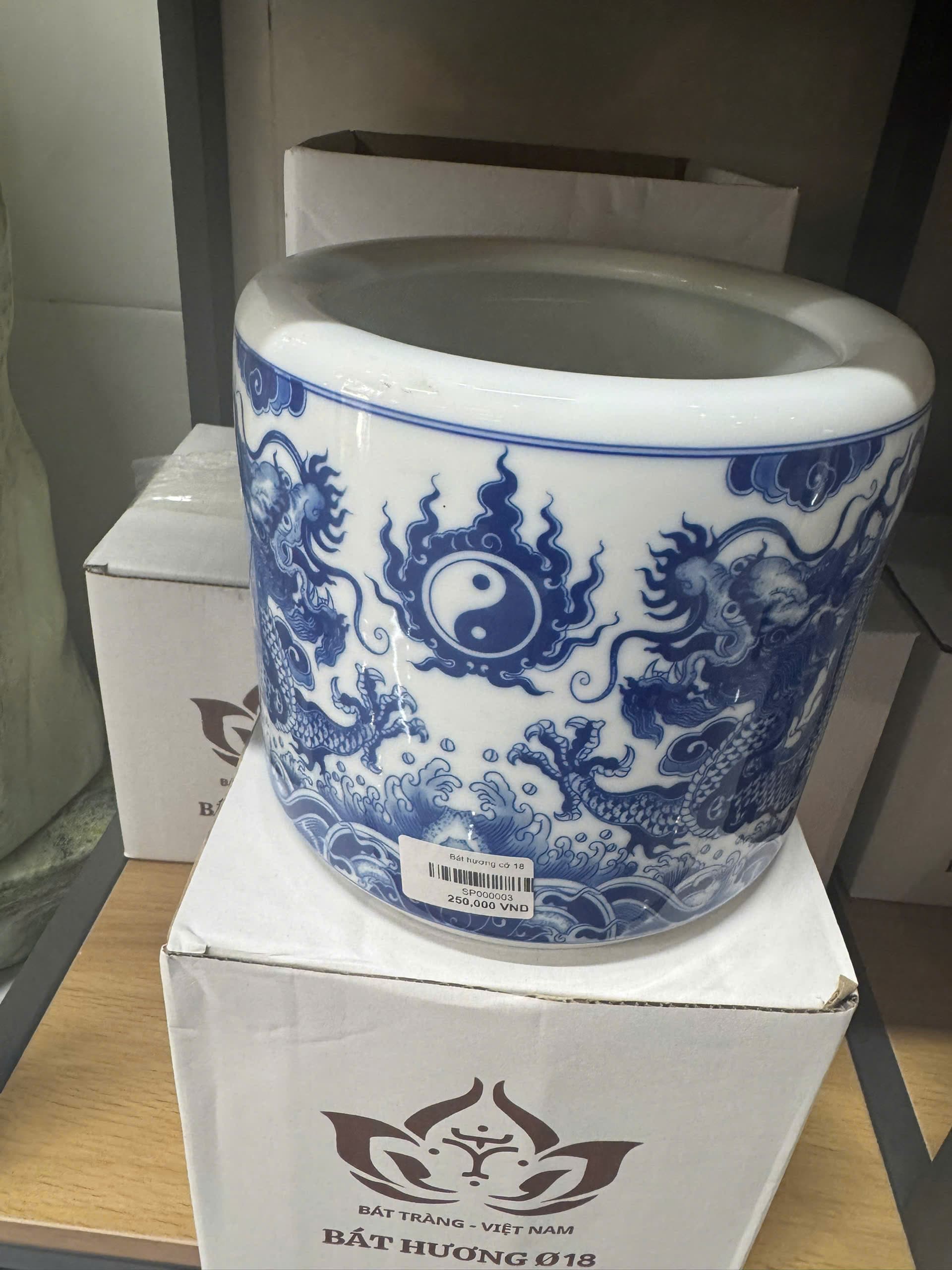 Bát hương Bát Tràng Ø16 men lam